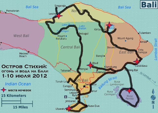 карта острова бали