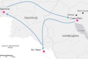 Карта маршрута экскурсионного тура в Таиланд и Камбоджу