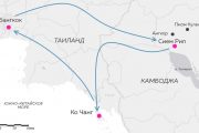 Карта маршрута экскурсионного тура в Таиланд и Камбоджу