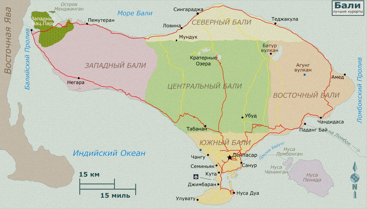 Карта остров бали где находится. Расположение острова Бали на карте. Карта Бали с районами и достопримечательности. Курорты острова Бали на карте.