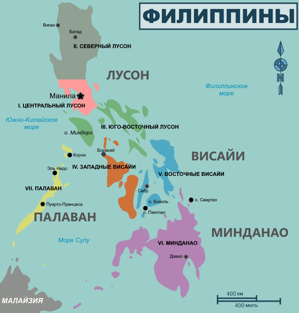 Лучшие острова Филиппин - карта островных групп страны