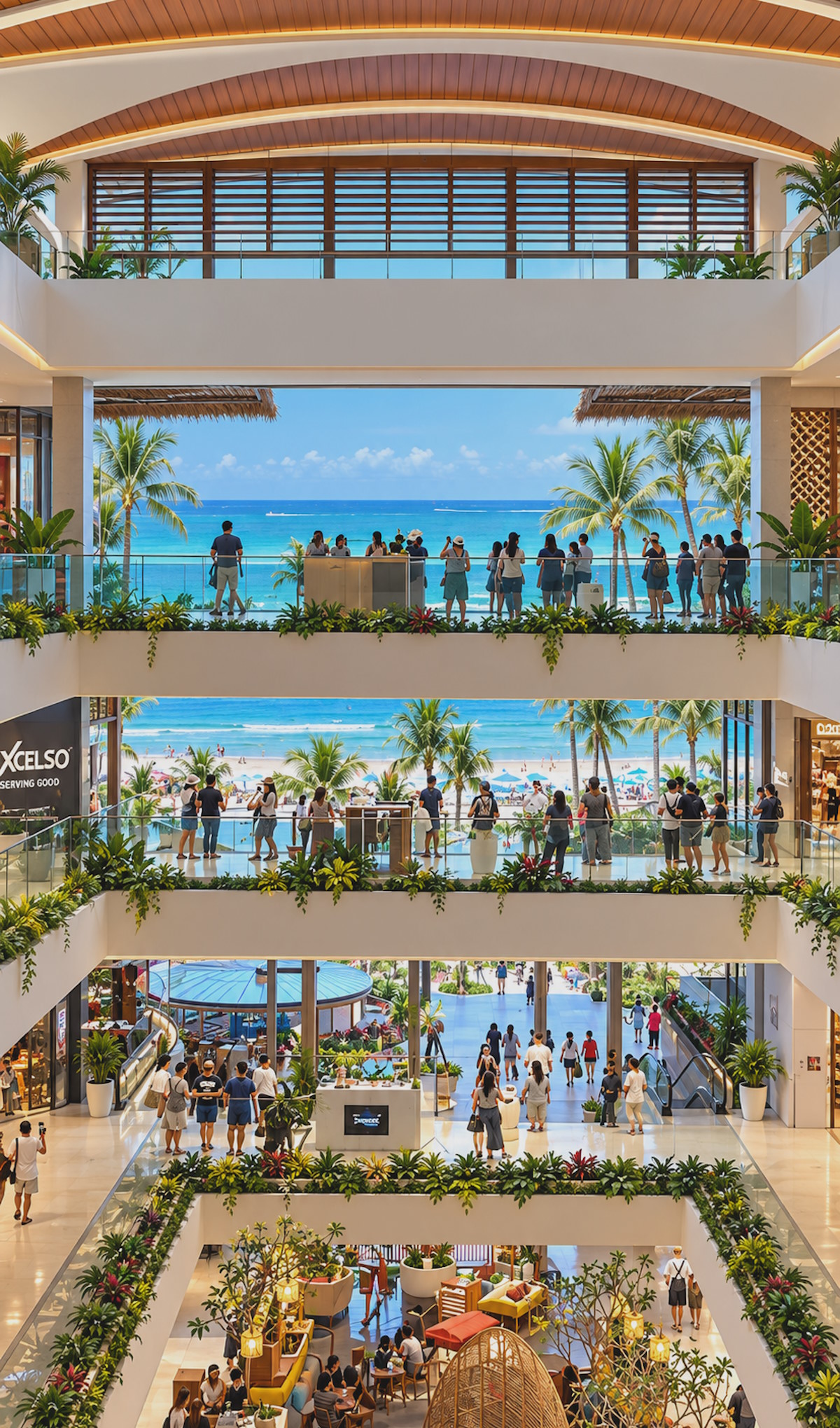 Пляж Санур - Синдху бич - вид из ТЦ Icon Mall view